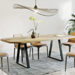 stół dębowy na metalowych nogach