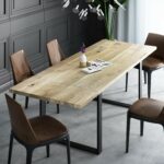 stół dębowy na metalowych nogach z dostawkami
