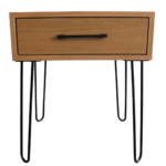 stolik nocny dębowy na metalowych nogach