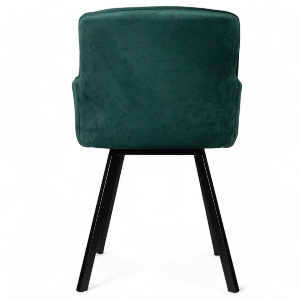 tapicerowane krzesło na metalowych nogach z podłokietnikami