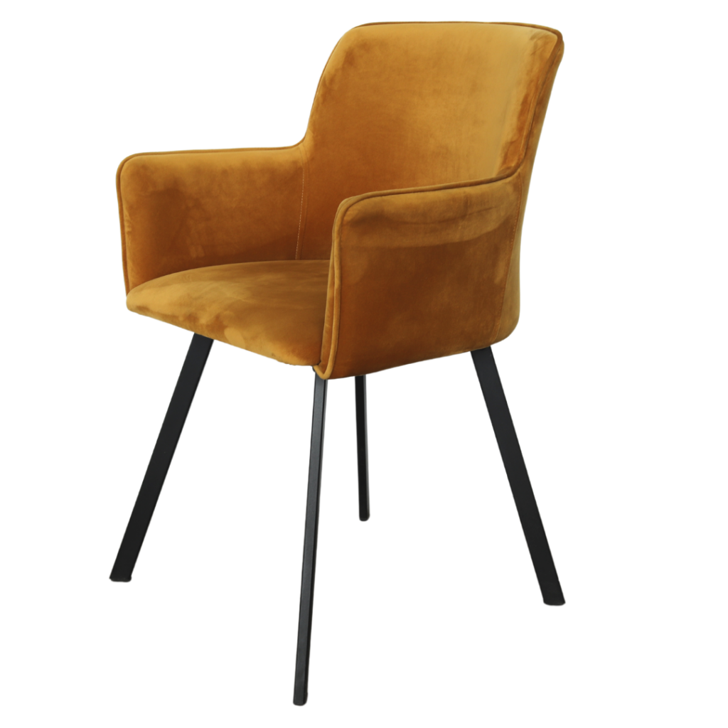 Krzesło tapicerowane z oparciami na metalowych nogach