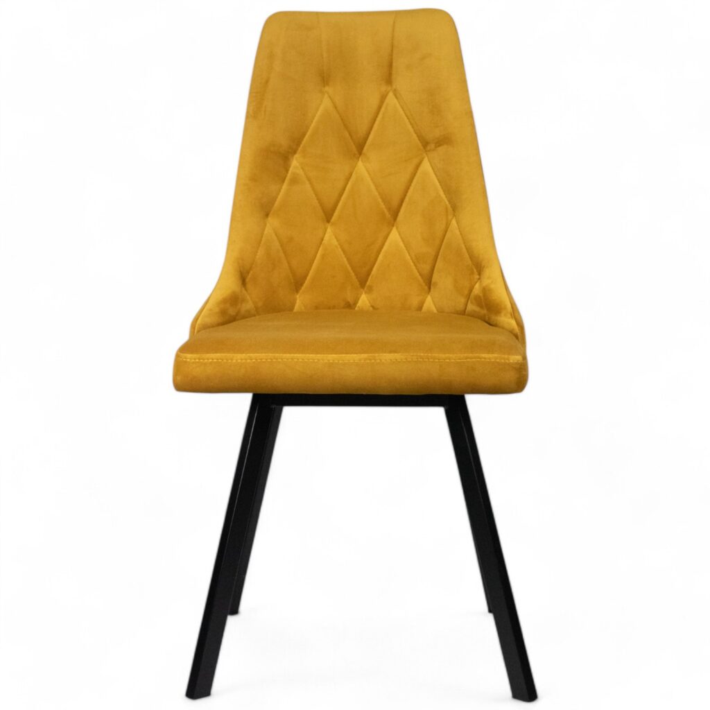 Krzesło tapicerowane, pikowane siedzisko, metalowe nogi