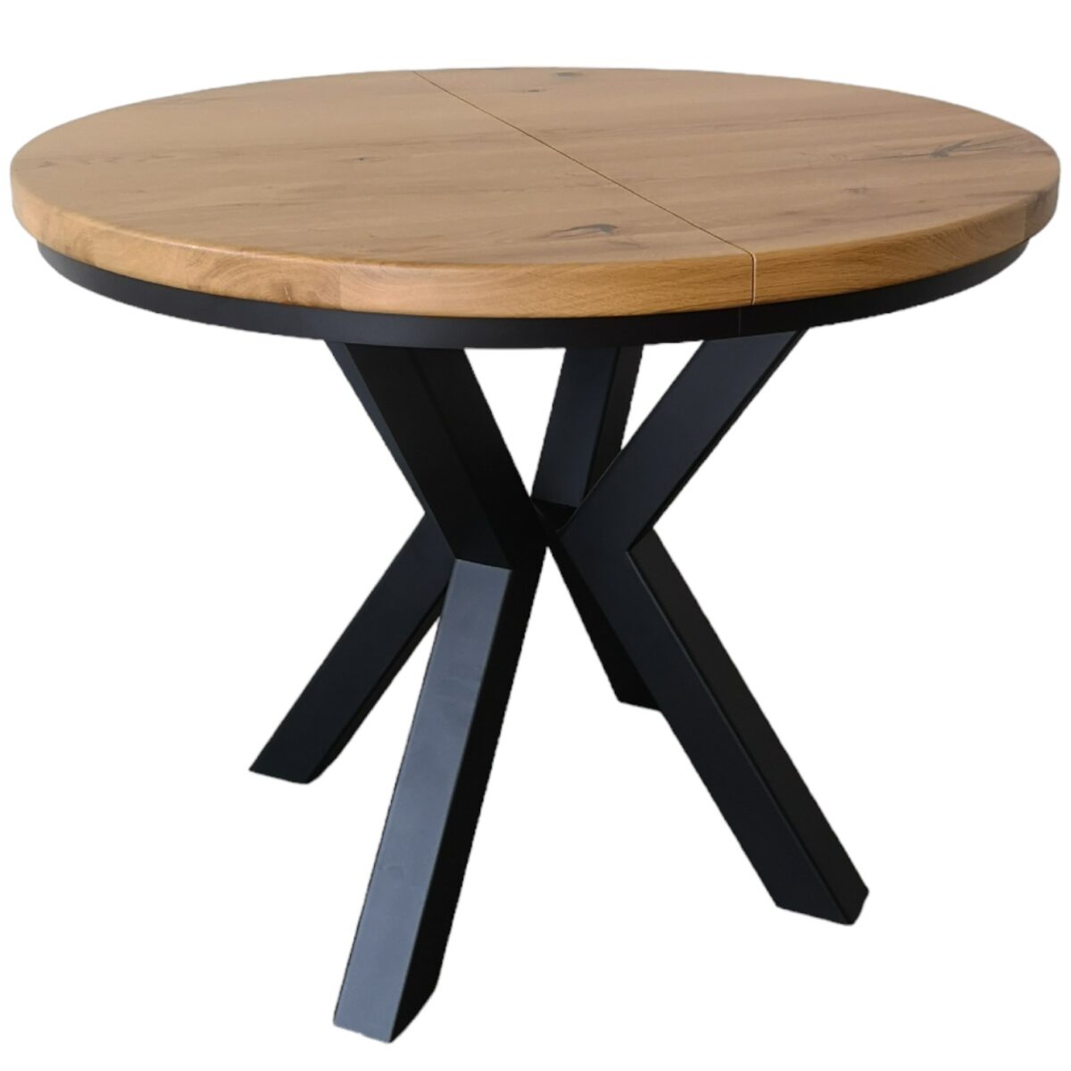 Stół dębowy okrągły rozkładany 100/190 cm S6 - Czarne