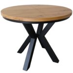 Stół dębowy okrągły rozkładany 100/190 cm S6 - Czarne