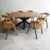 Zestaw 6. Stół Dębowy Pająk S1 i 6 Krzeseł Dębowych K14A