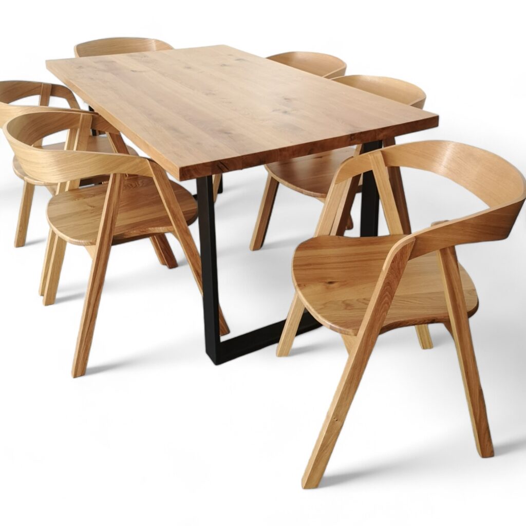 Zestaw 3. Stół Dębowy S4 i 6 krzesła dębowe K14a Stół dębowy s4