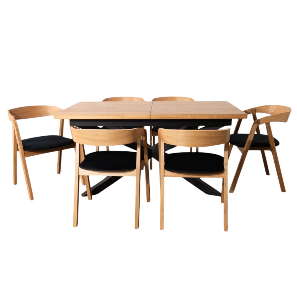 stół dębowy pająk i krzesła dębowe