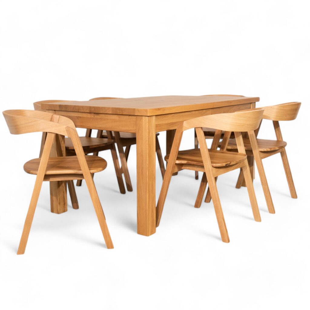 Stół dębowy na drewnianych nogach