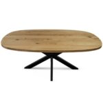 Stół z dębowym owalnym blatem na metalowych nogach typu pająk