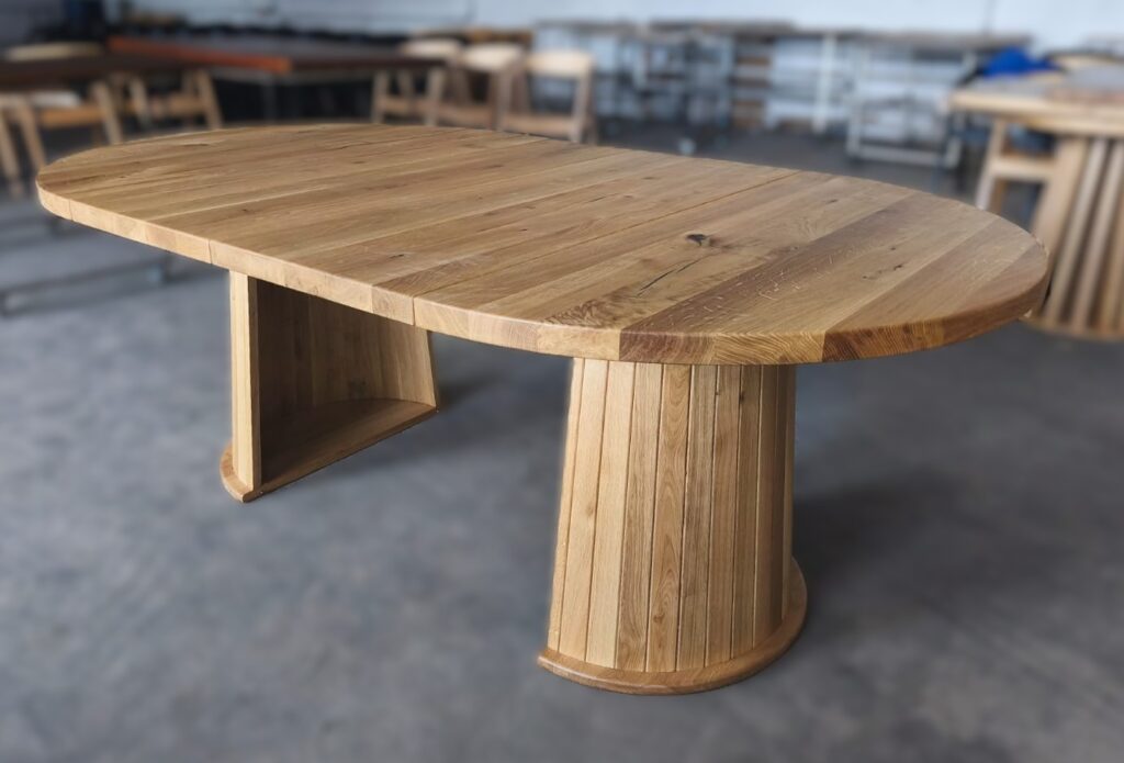 Stół okrągły dębowy rozkładany (4) stół dębowy okrągły z wkładkami na jednej nodze