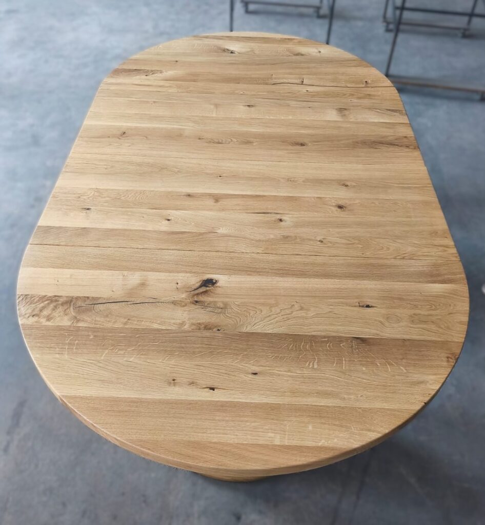 Stół okrągły dębowy rozkładany (5) stół dębowy okrągły z wkładkami na jednej nodze