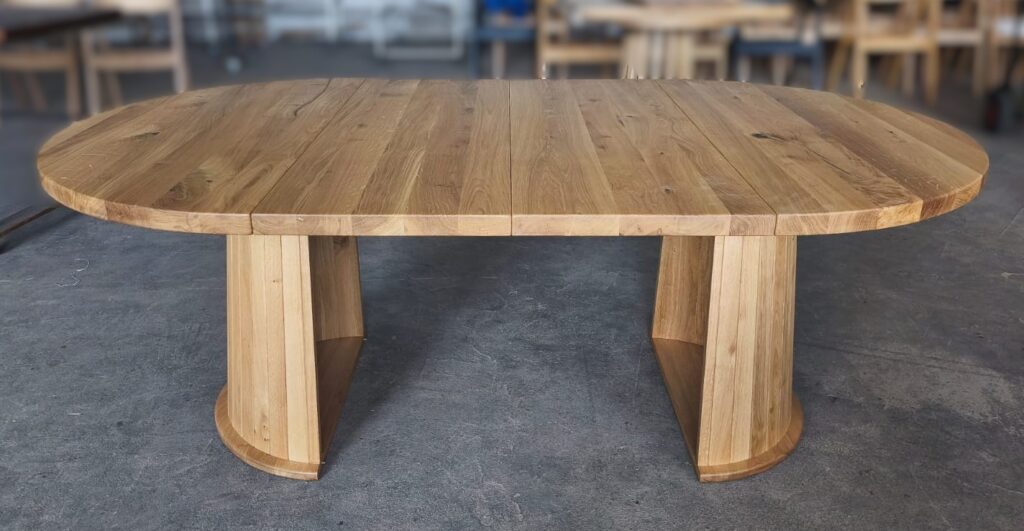Stół okrągły dębowy rozkładany (7) stół dębowy okrągły z wkładkami na jednej nodze