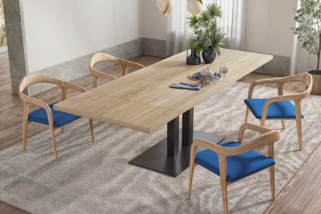 stół i krzesła wiz stół dębowy z krzesłami na metalowej nodze