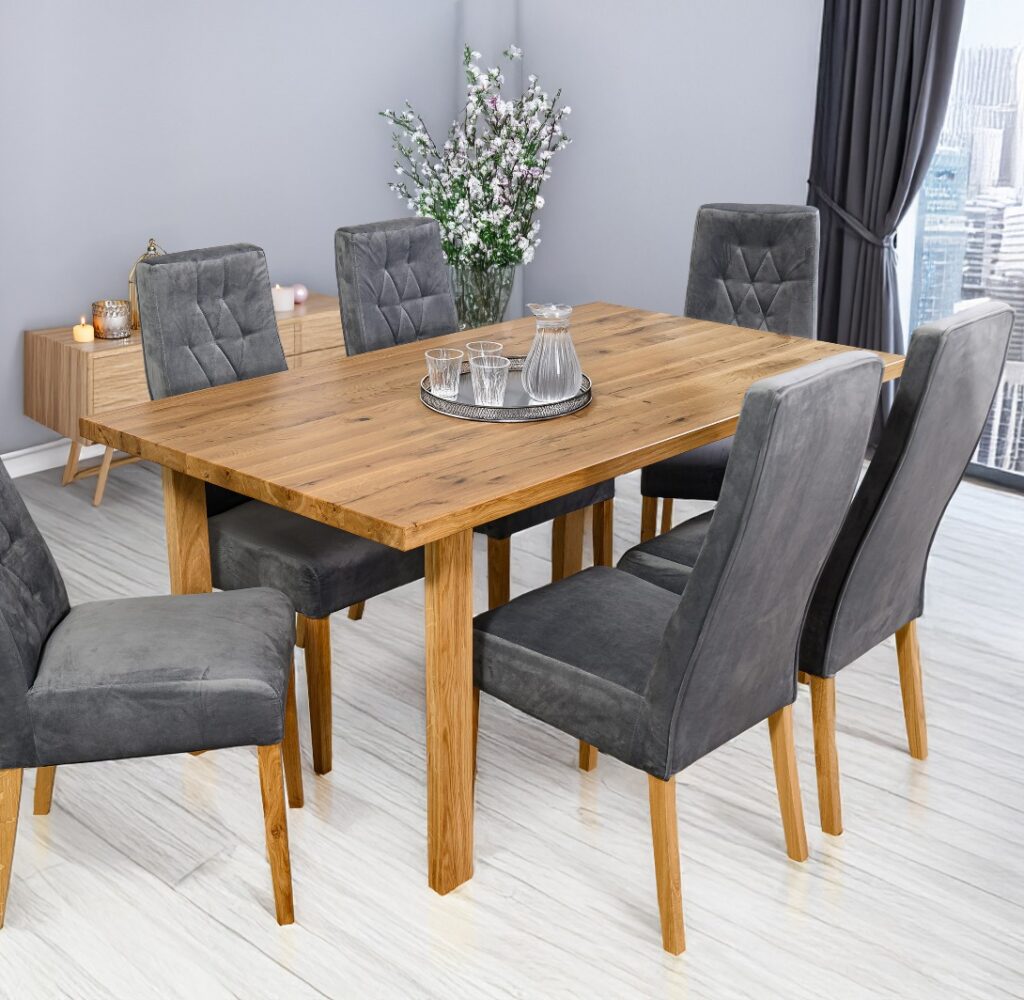 Stół dębowy z krzesłami w zestawie zestaw do jadalni stół i krzesła